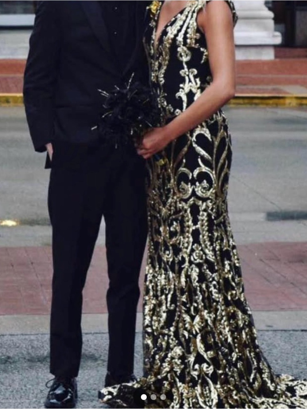 Jovani Black and Gold Sequin Formal Gown - Picture 2 of 3